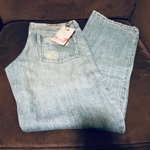 NEW VTG Seven 7 Blue Label Flare Jeans Denim Y2K Mid Rise 32 100% Cotton 35" - Picture 1 of 7
